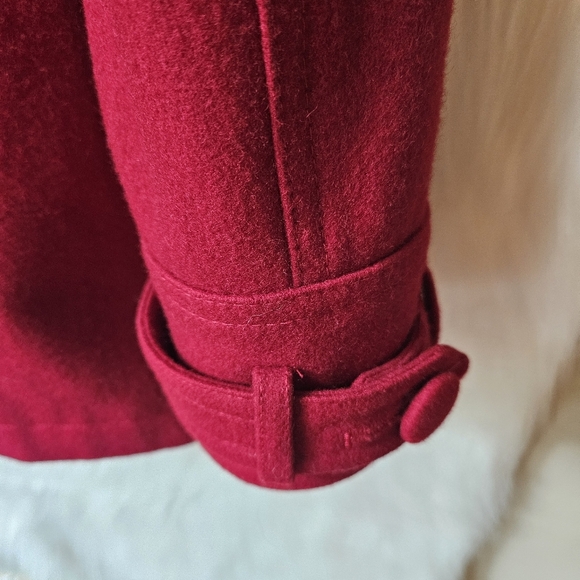 Hydraulic Vintage Cut Ruby Wool Pea Coat - Picture 8 of 10